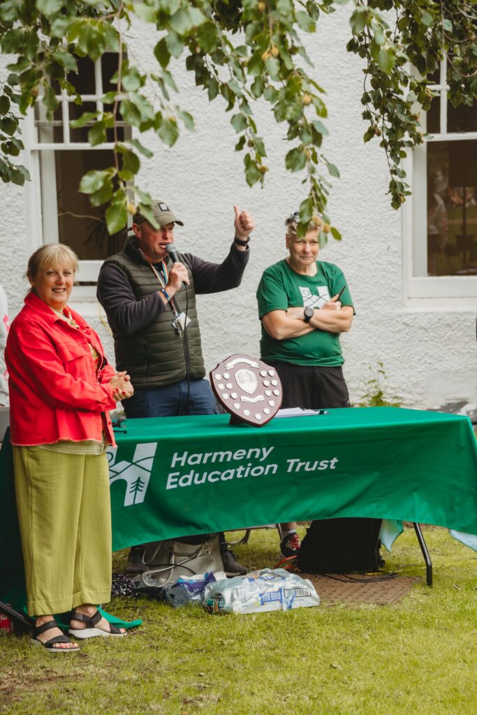 Announcing the winners Harmeny Chair of Trustees, Chief Executive and Deputy Head of Education announcing the winners